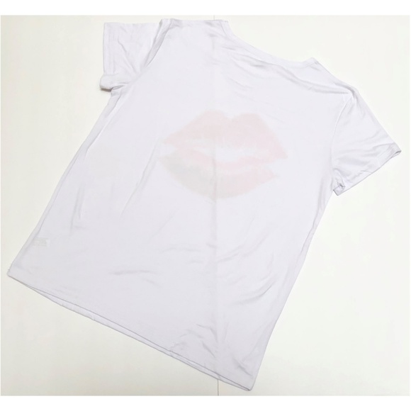 NWOT Lips Graphic Tee White T Shirt XL more like L - Picture 5 of 8